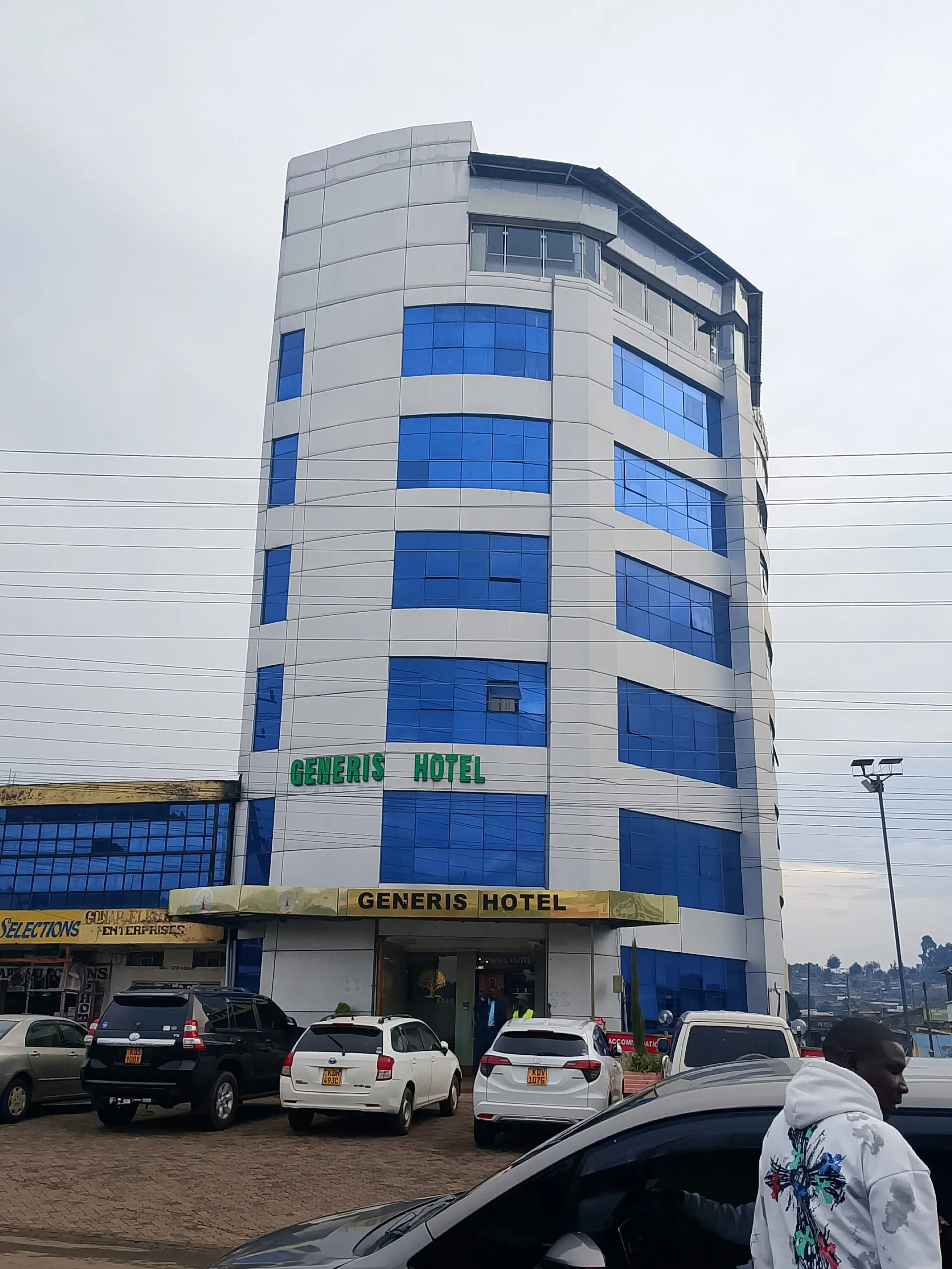 Exterior view of the Generis Hotel building in Molo town